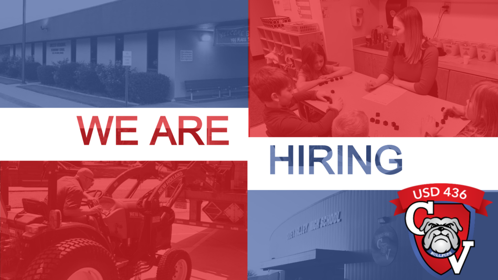 Images of District Buildings and Employees with text "we are hiring."