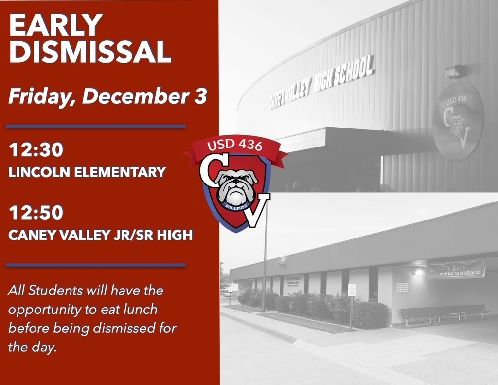 Early Dismissal, Friday Dec 3 (12:30 Lincoln, 12:50 CVHS)