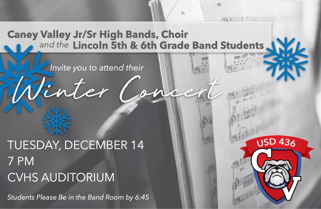 Band and Choir Concert Tues Dec 14 @ 7pm CVHS Auditorium